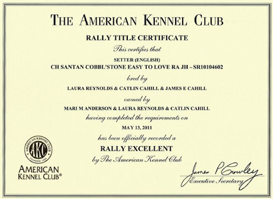 Kayla Rally Excellent Certificate